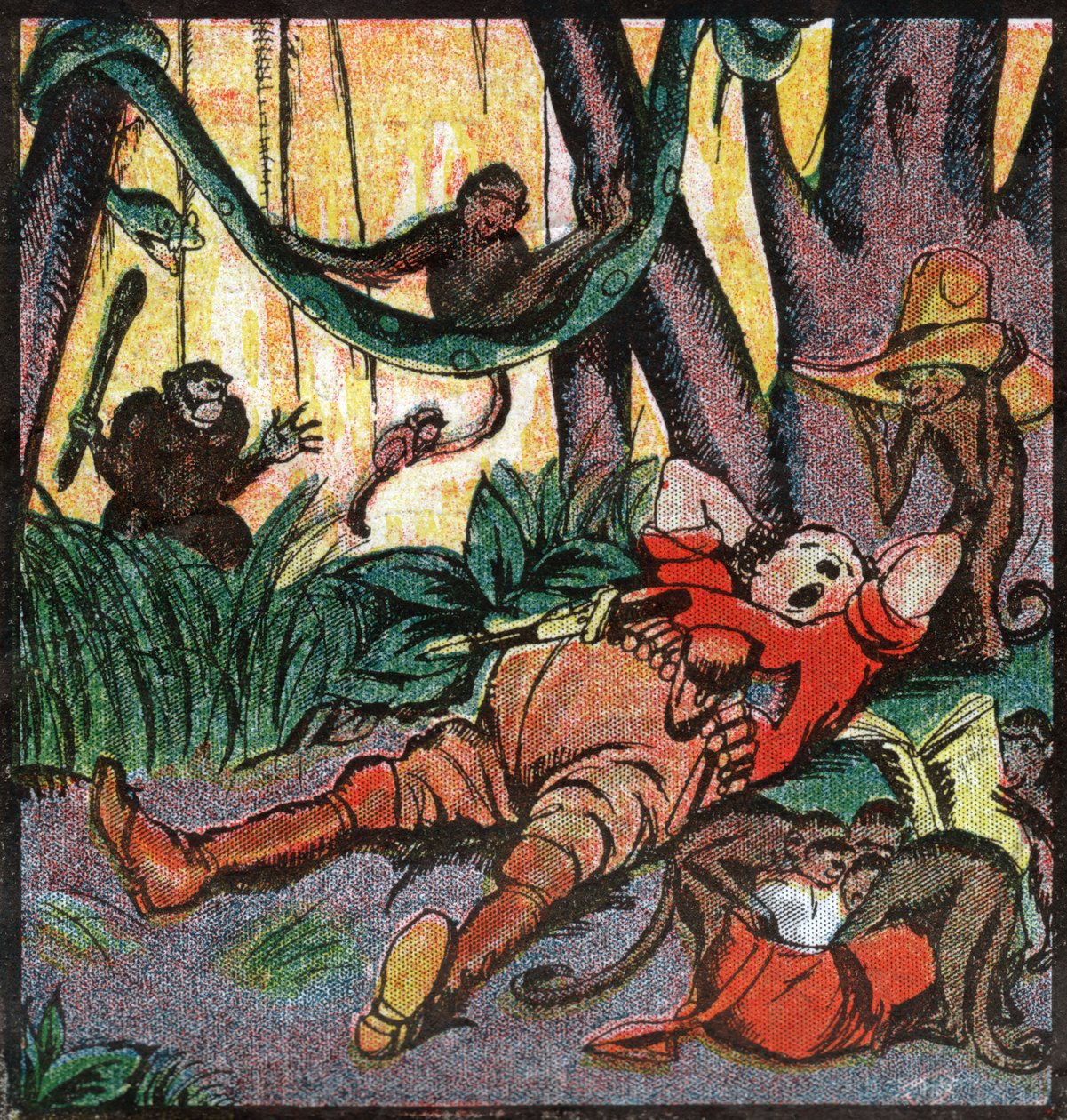 Nestor Fenleroc, evropský osadník lovící v Africe. 1923 (rytina) od Louis Peltier