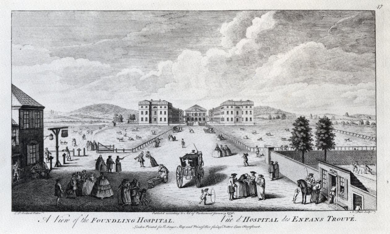 Pohled na Foundling Hospital, vyrytý Nathaniel Parr, 1750 od Louis Philippe Boitard
