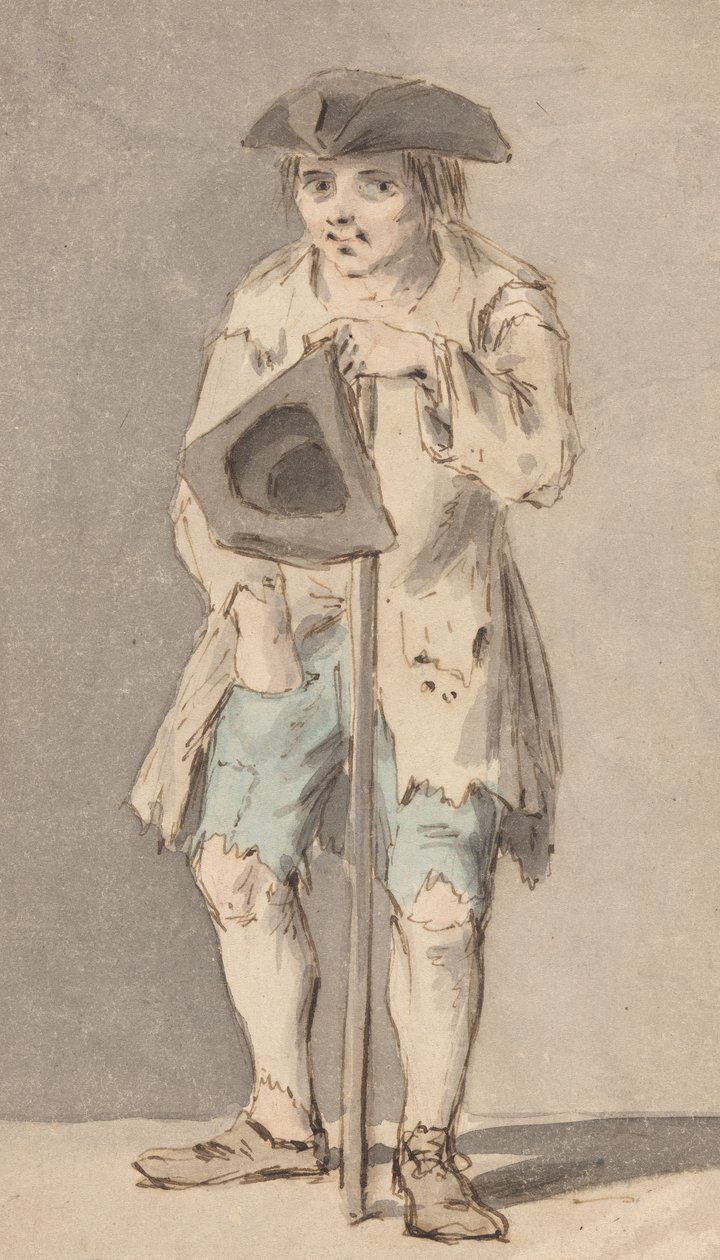 Žebrák s hůl drží tricorn klobouk od Louis Philippe Boitard