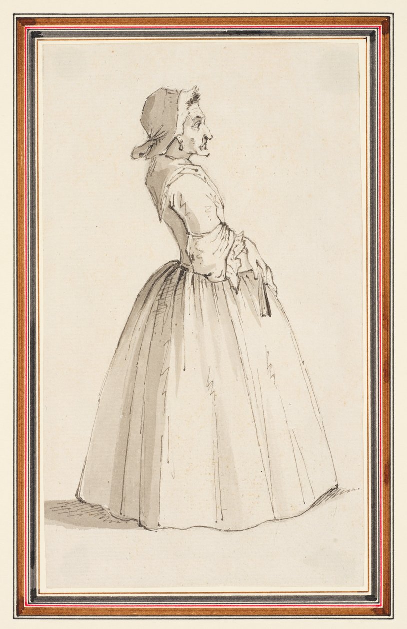 Stojící žena, čelem doprava (tužka, pero, inkoust a akvarel na papíře) od Louis Philippe Boitard
