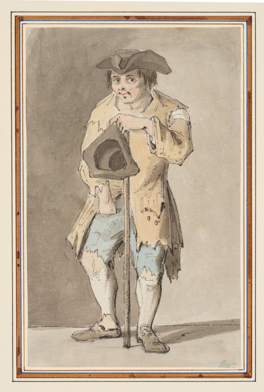 Studie žebráka (tužka, pero, inkoust a akvarel na papíře) od Louis Philippe Boitard