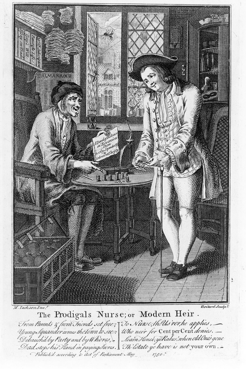 Marnotratná sestra aneb Moderní dědic, hospoda. 1750 od Louis Philippe Boitard