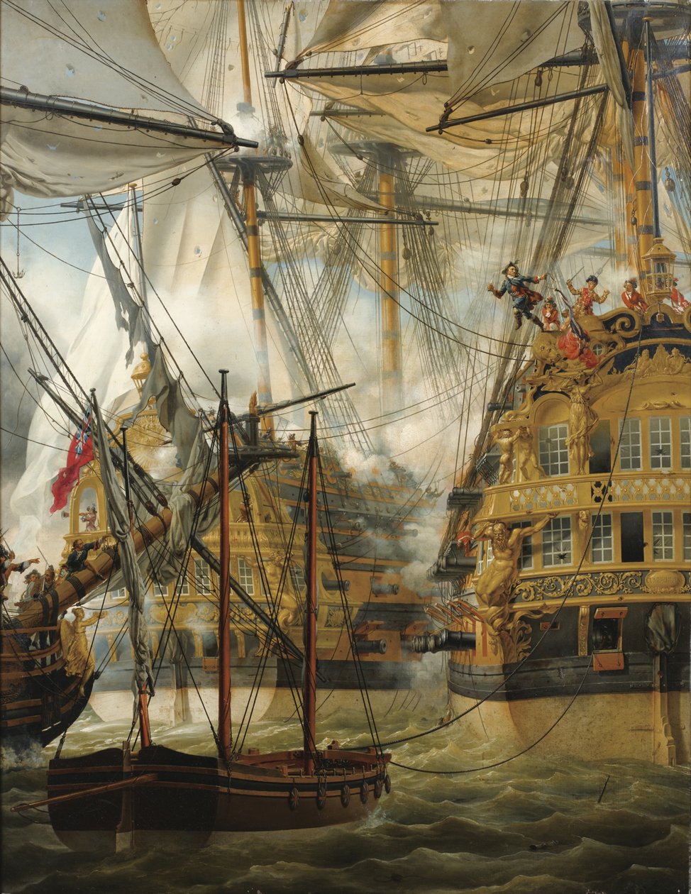 HMS Cumberland bojující proti Le Lys a La Gloire, 1827 od Louis Philippe Crepin