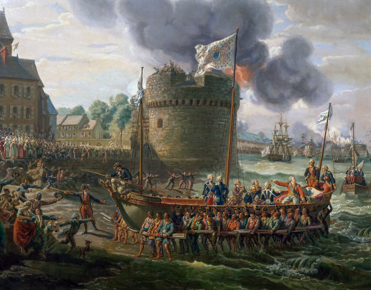 Ludvík XVI. na návštěvě přístavu Cherbourg, 23. června od Louis Philippe Crepin