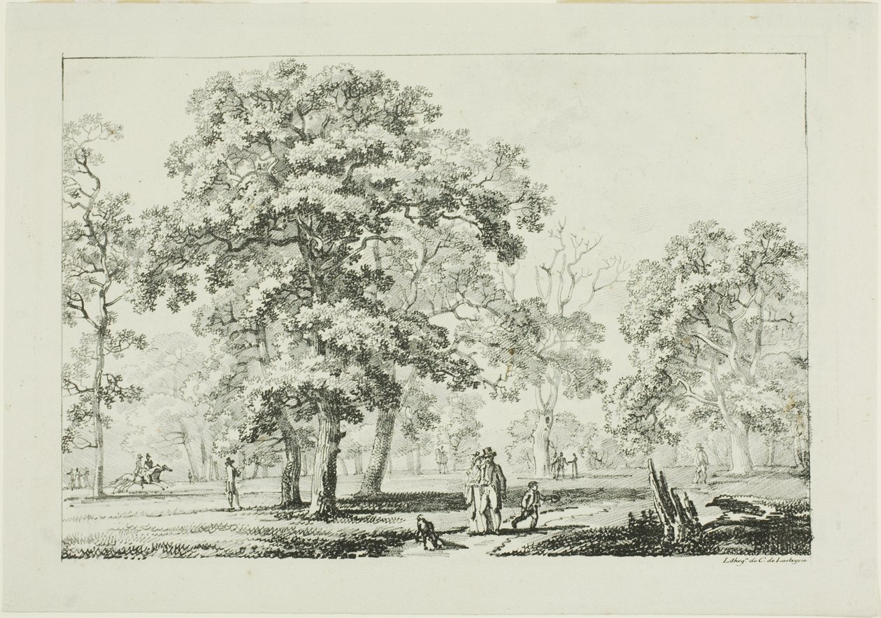Lidé, kteří jdou v lese od Louis Pierre Baltard