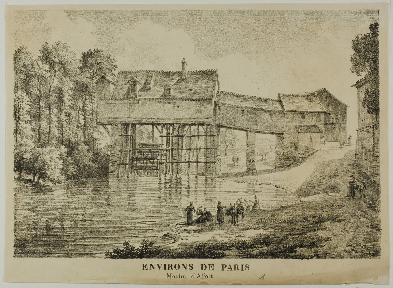 Okolí Paříže: Alfort Mill od Louis Pierre Baltard