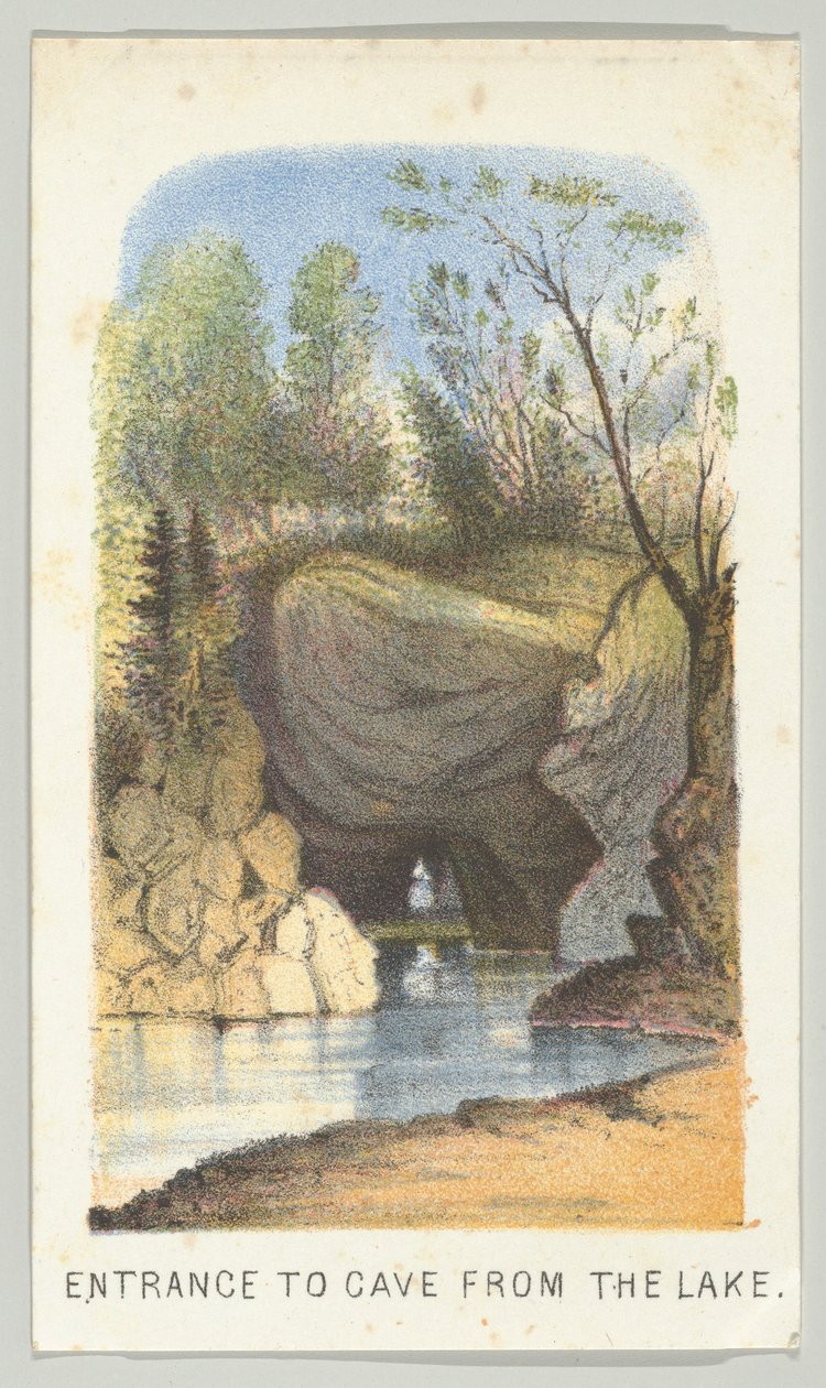 Vstup do jeskyně z jezera, ze série, Pohledy v Central Parku, New York, část 2, 1864. od Louis Prang