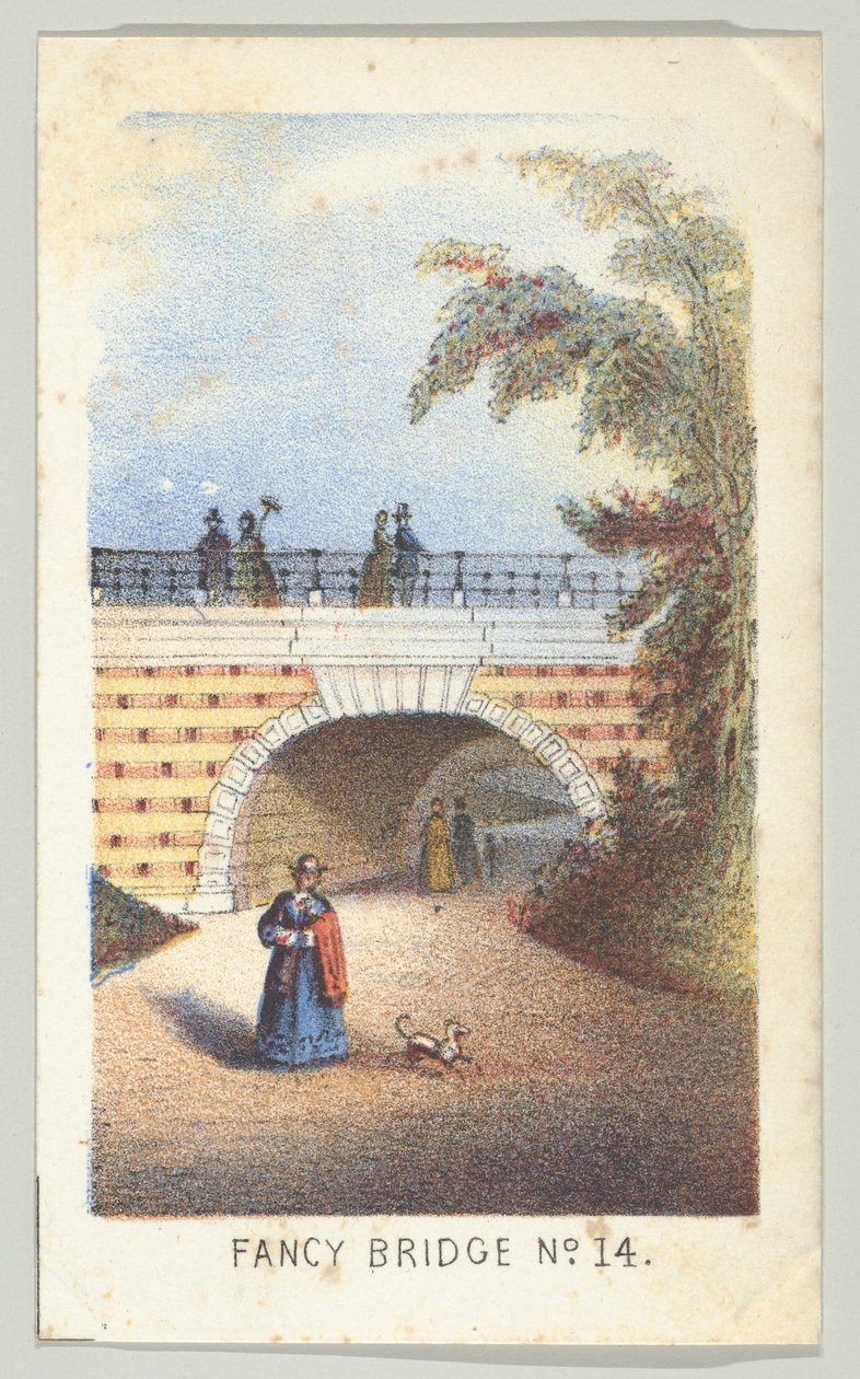 Fancy Bridge No. 14, ze série, Views in Central Park, New York, Part 3, 1864. od Louis Prang