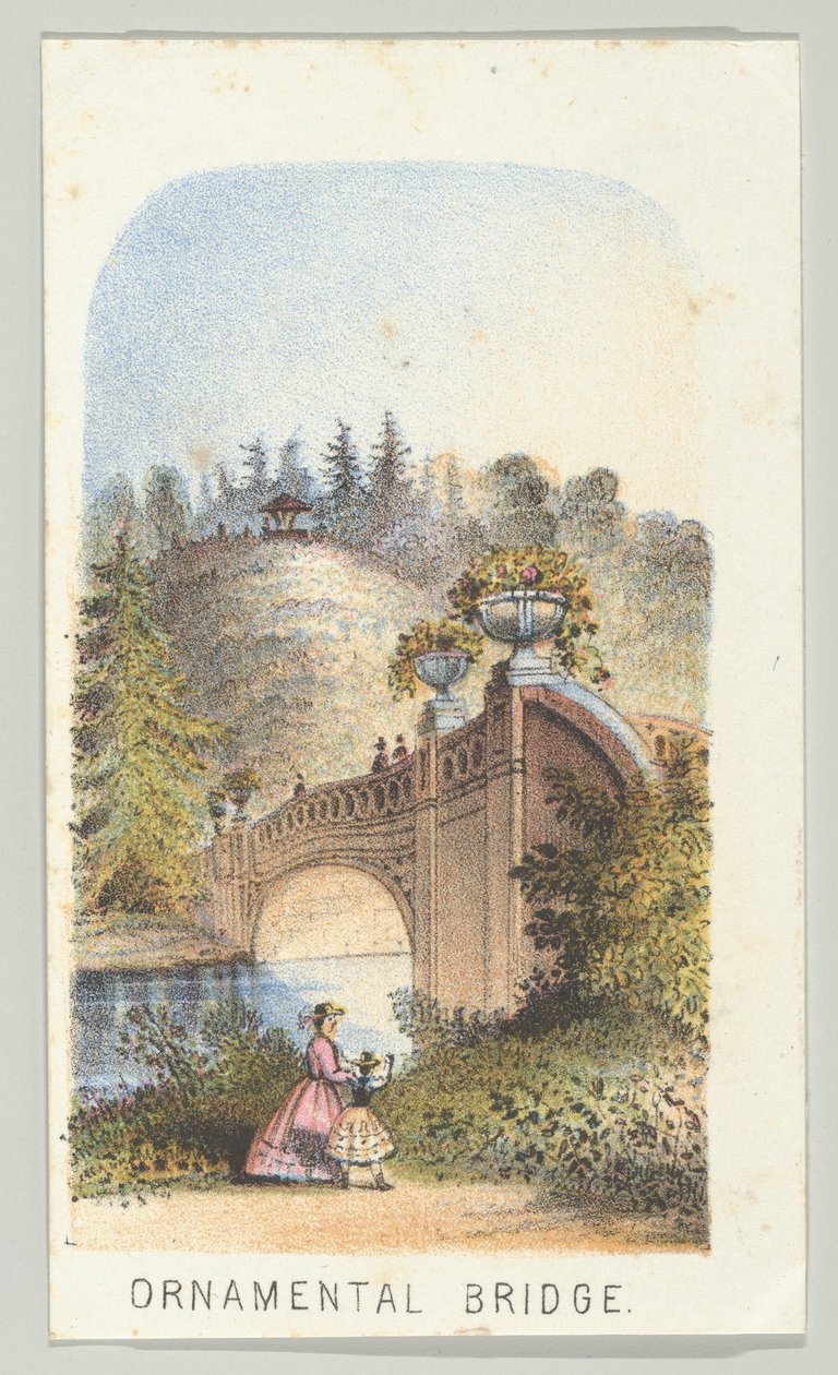 Ornamental Bridge, ze série, Views in Central Park, New York, část 2, 1864. od Louis Prang