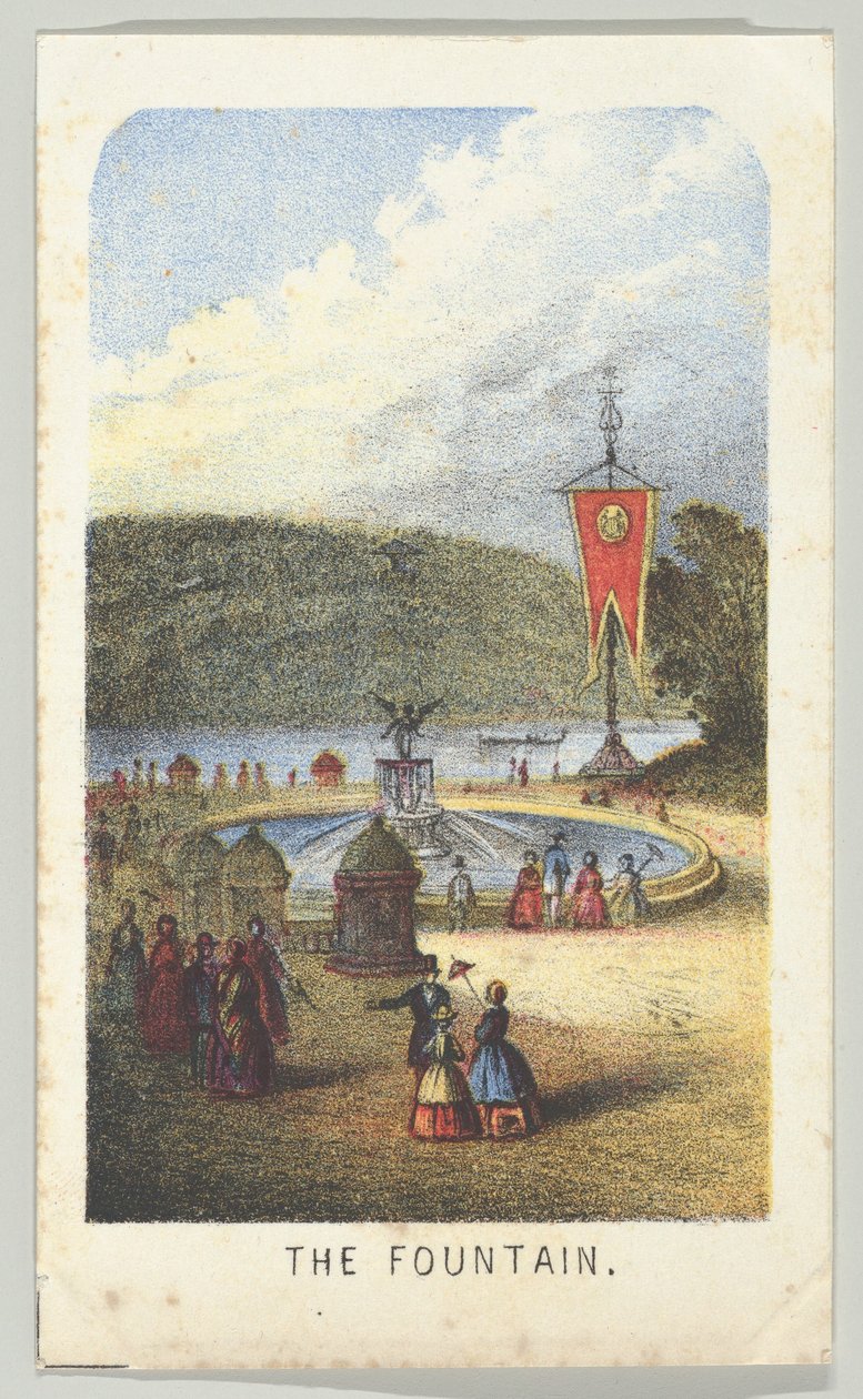 Fontána, ze série, Pohledy v Central Parku, New York, část 3, 1864. od Louis Prang