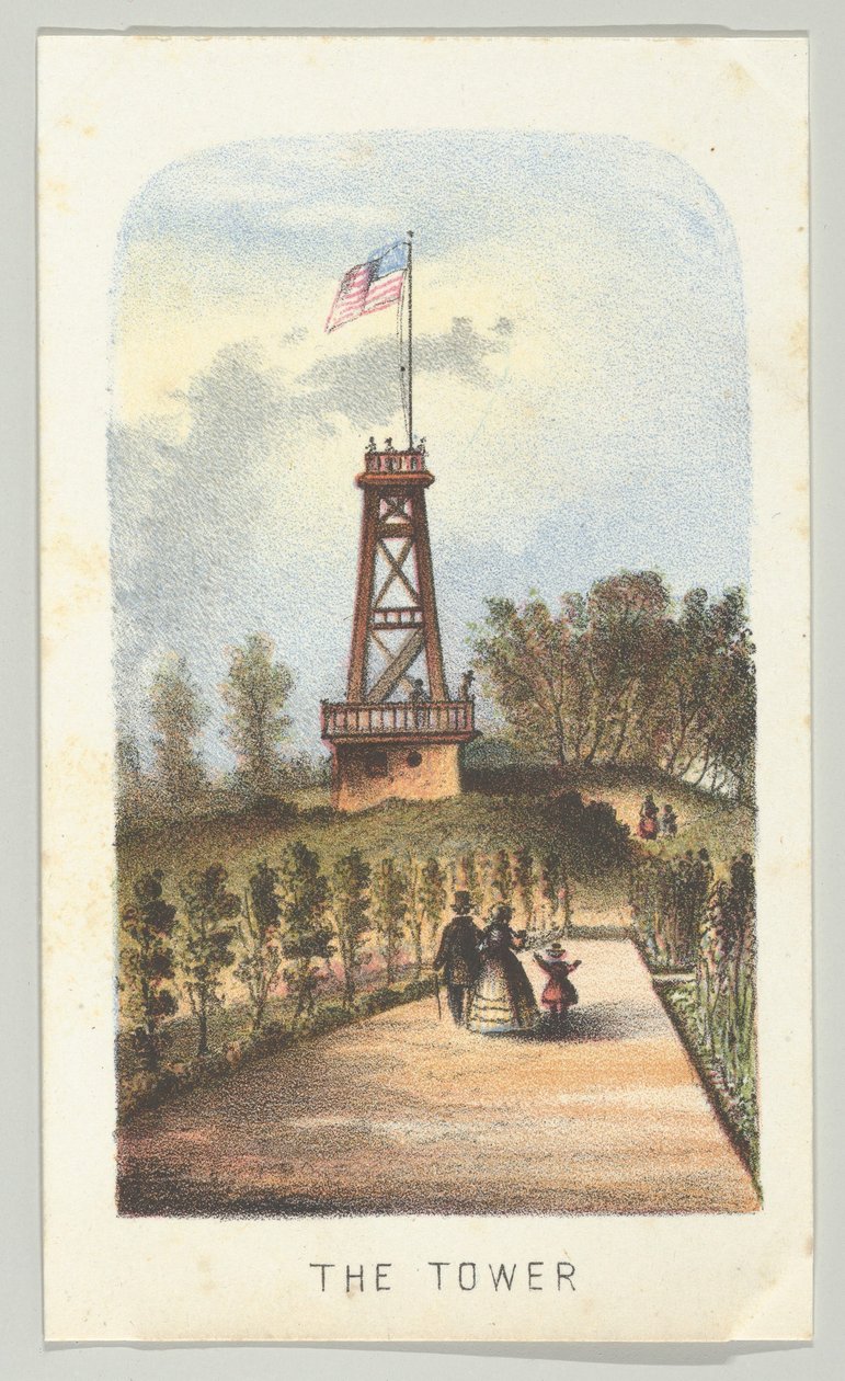 Věž, ze série, Pohledy v Central Parku, New York, část 2, 1864. od Louis Prang