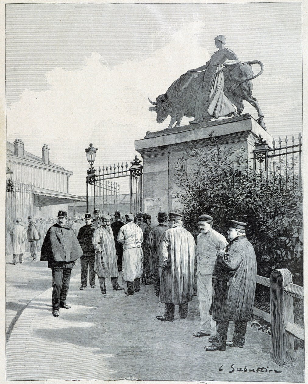 Útočníci na jatkách Villette od Louis Remy Sabattier