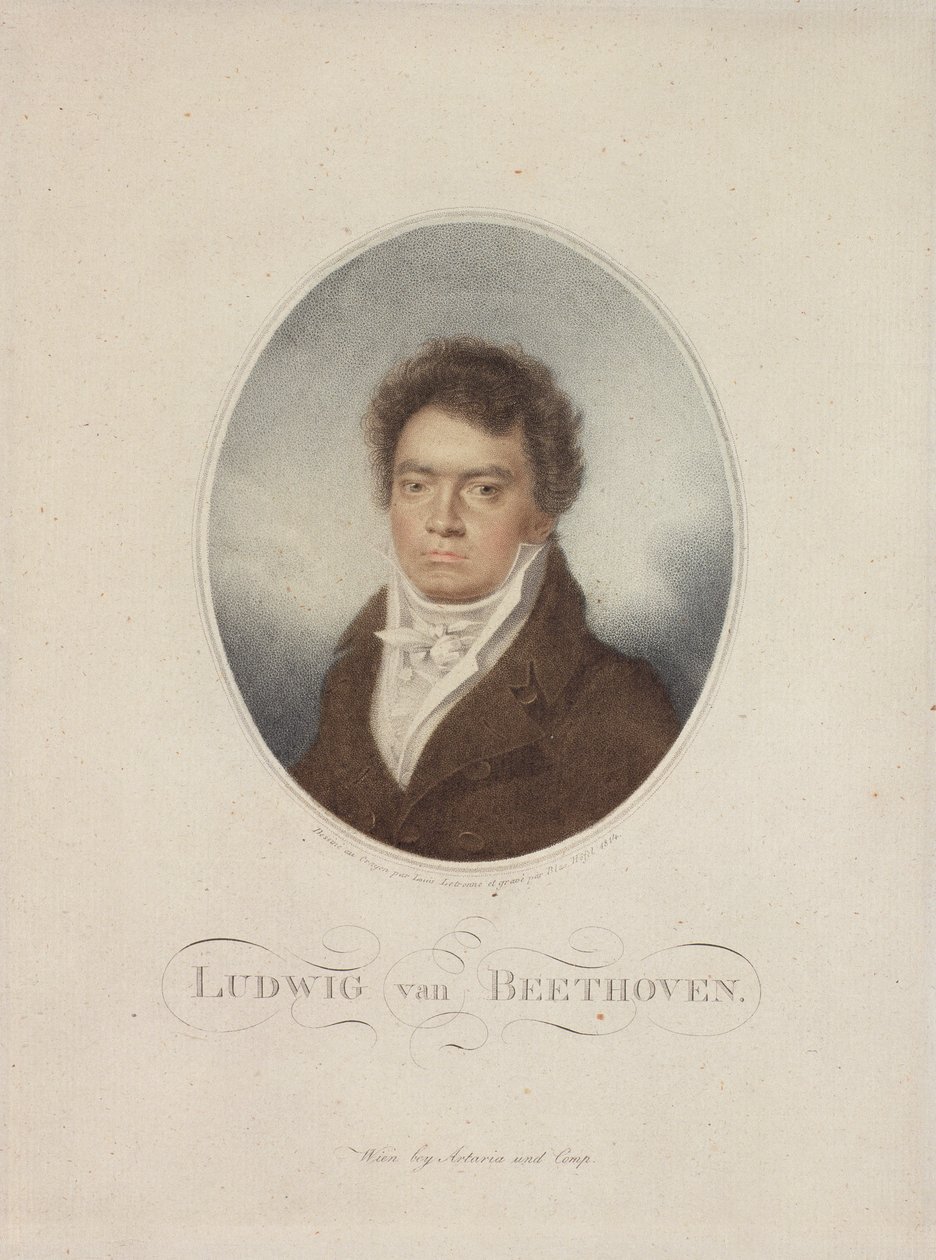 Ludwig van Beethoven (1770-1827) ryl Blasius Hoefel (1792-1863) 1814 (mezzotinta) od Louis Rene Letronne