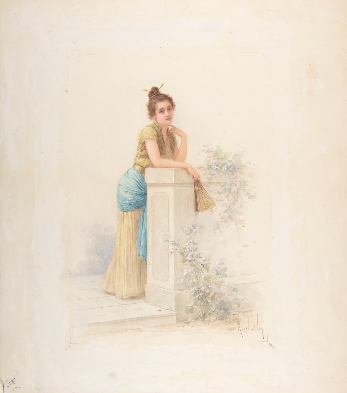 Dáma s ventilátorem, n.d. od Louis Robert Cuvillon