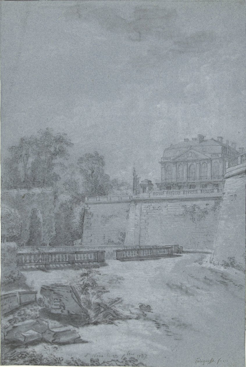 Pohled do parku a křídla zámku Saint-Cloud od Louis Rolland Trinquesse
