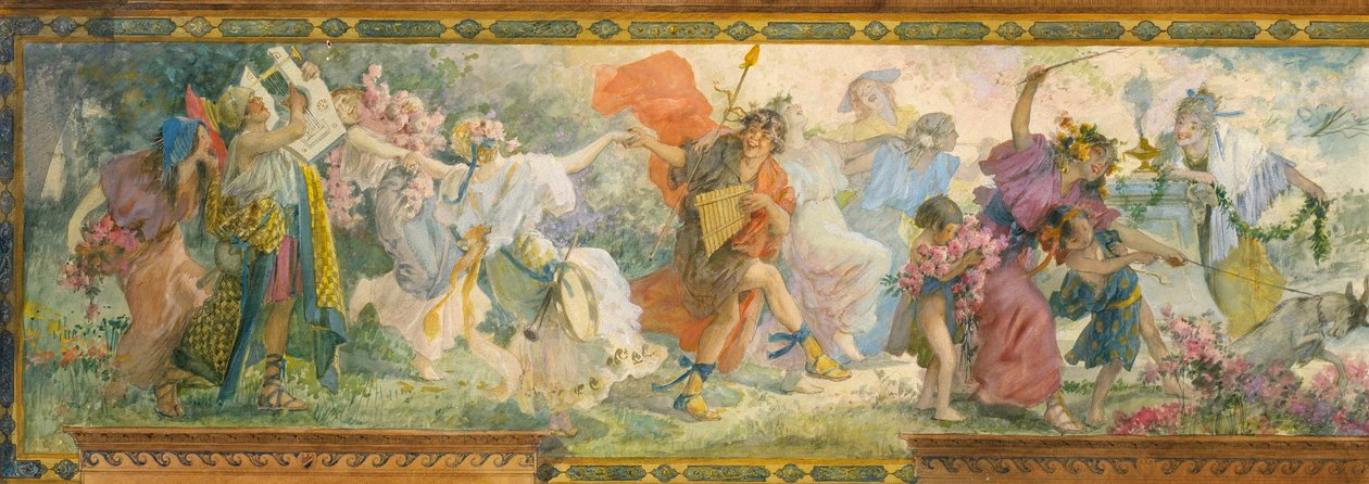 (Bakchanálská veselice, Pan a průvod) od Louis Schaettle