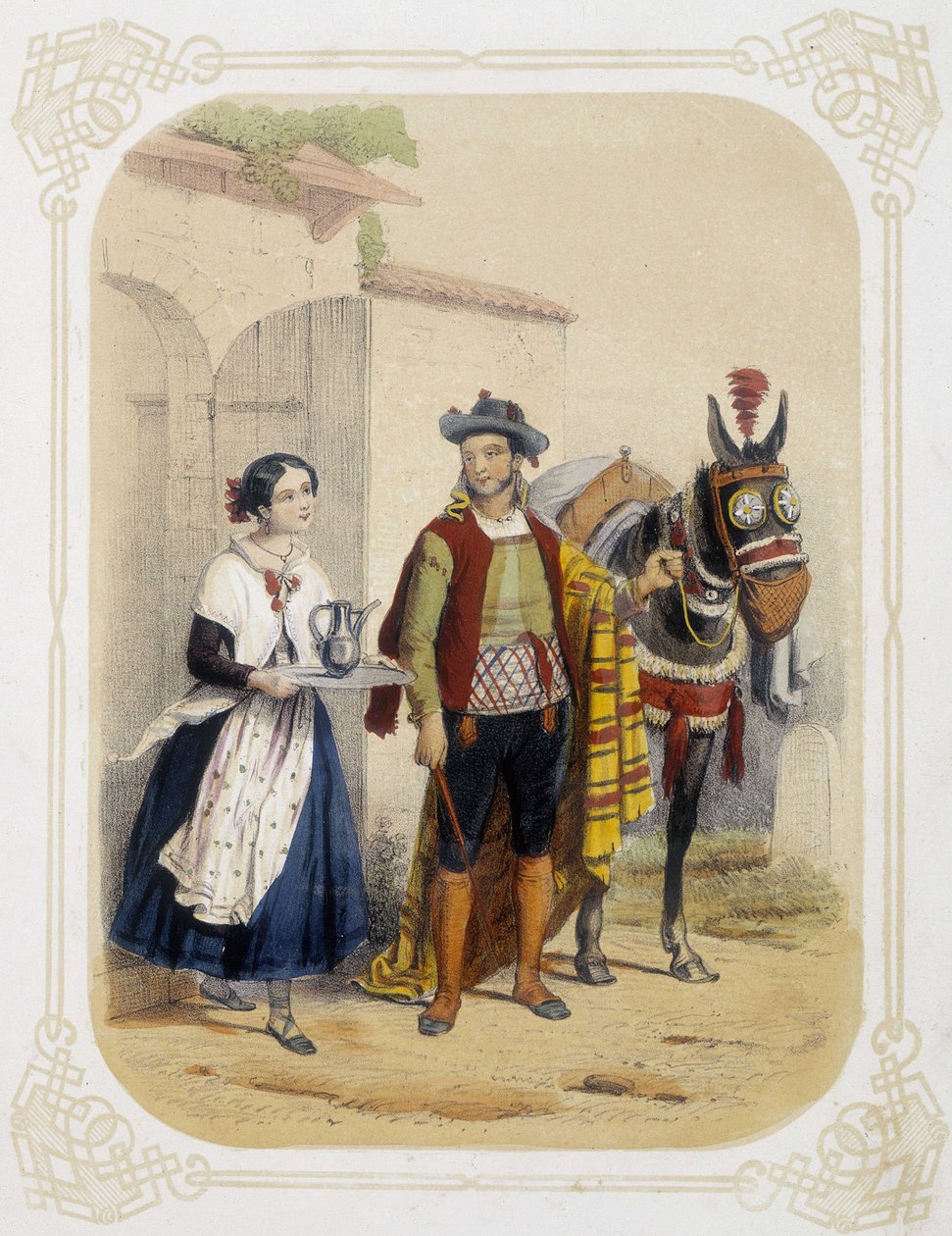 Pár ve Španělsku - v ""Album mladého cestovatele"", ilustroval Louis Lassalle od Louis Simon Lassalle