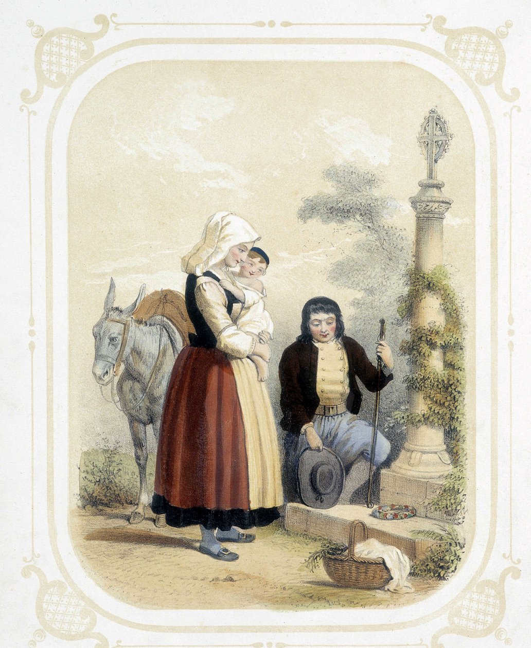 Rodina v Bretani před Pardonem - v „Album du jeune voyageur“, ilustrované Louisem Lassallem od Louis Simon Lassalle