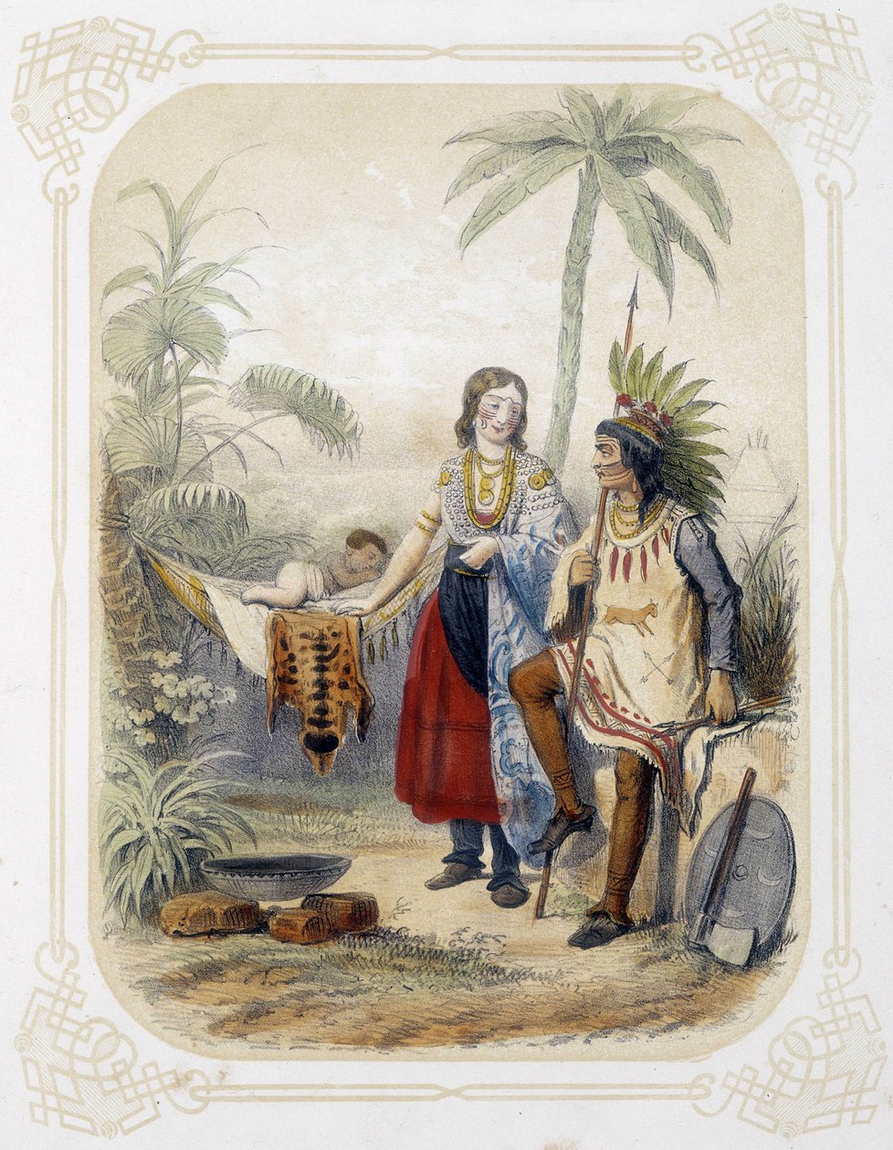 Rodina v Oceánii - v ""Album mladého cestovatele"", ilustroval Louis Lassalle od Louis Simon Lassalle