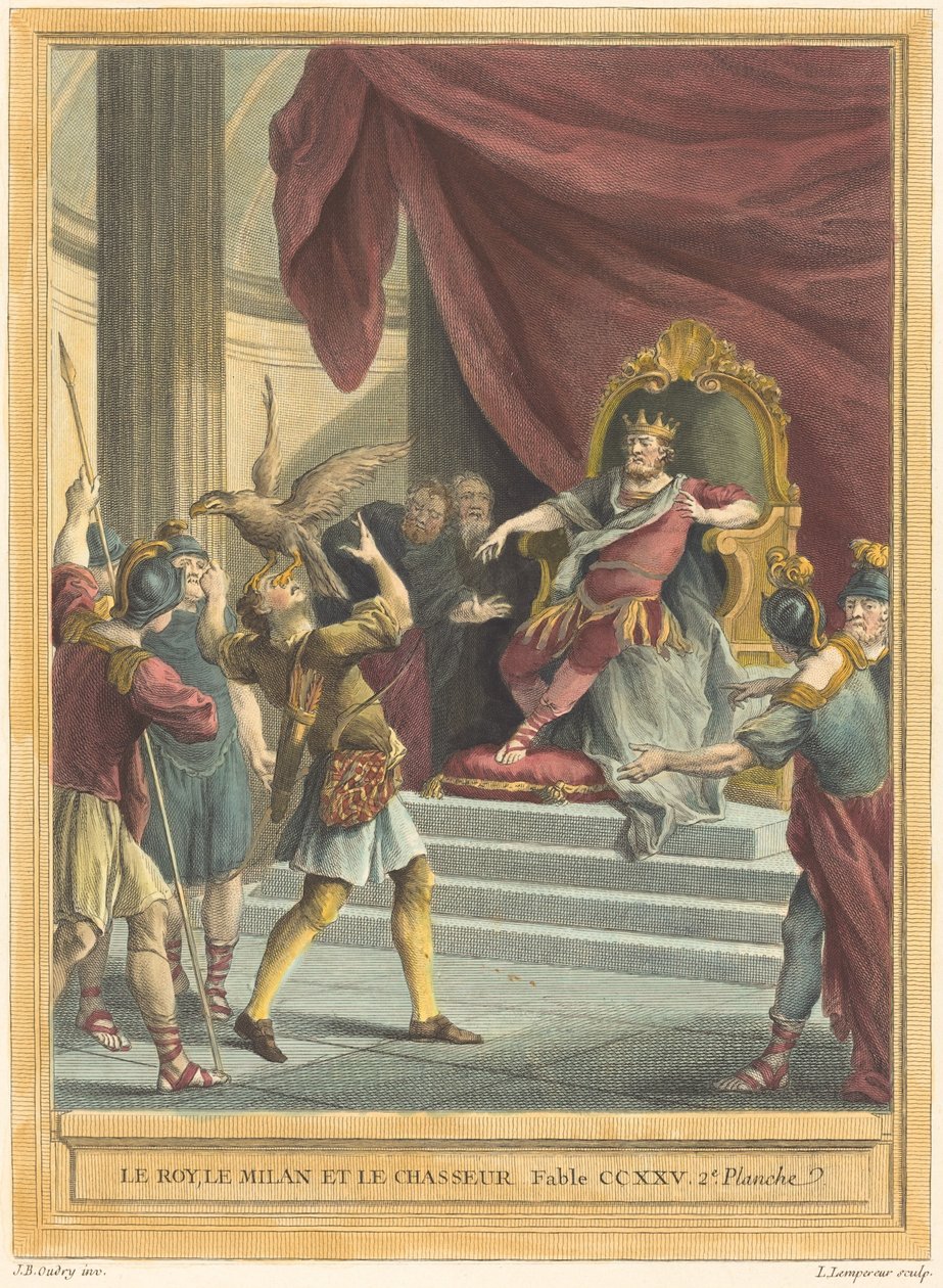 Král, drak a lovec od Louis Simon Lempereur after Jean Baptiste Oudry