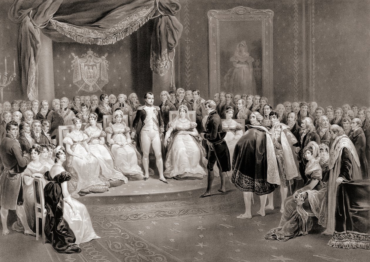 Napoleon ja hänen hovinsa. (Tulosta) od Louis Stanislas (after) Marin Lavigne