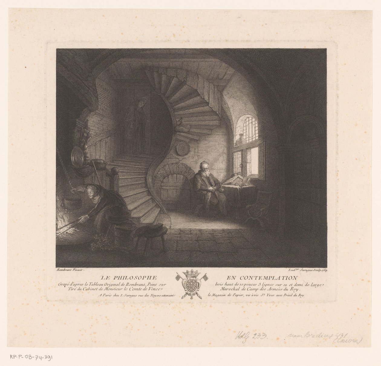 Kontemplativní filozof La philosophe en contemplation (název na předmětu) od Louis Surugue