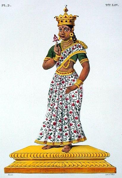 Sváha, manželka Agniho, vyryl C. de Motte (1785-1836) (barevná litografie) od Louis Thomas (after) Bardel