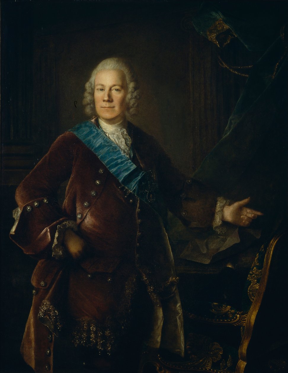 Portrét hraběte Alexeje Petroviče Bestuževa-Ryumina 1693-1766, 1757 od Louis Tocqué
