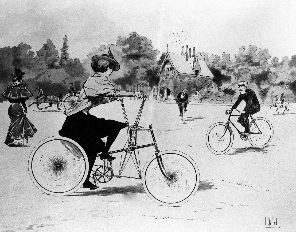 Les Vélocipédistes - od Louise Valleta, Bibl. arts deco od Louis Vallet