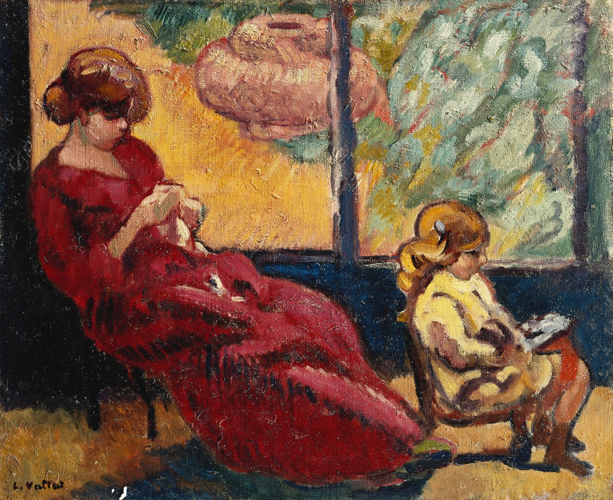 Paní. Valtat Šití a její syn Jean; Paní Valtat Cousant a její syn Jean od Louis Valtat