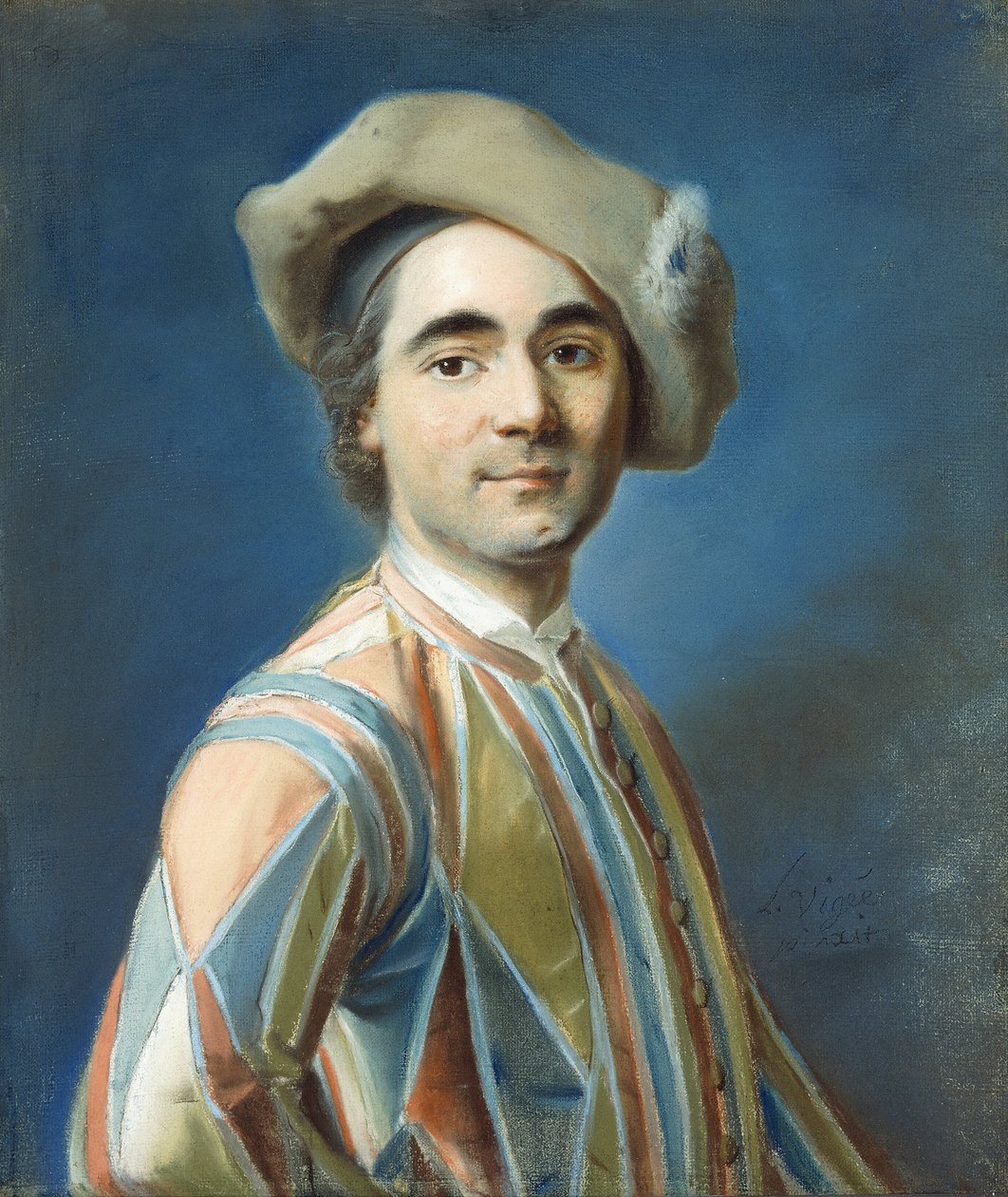 Portrét herce jako Arlequin, od Louis Vigee
