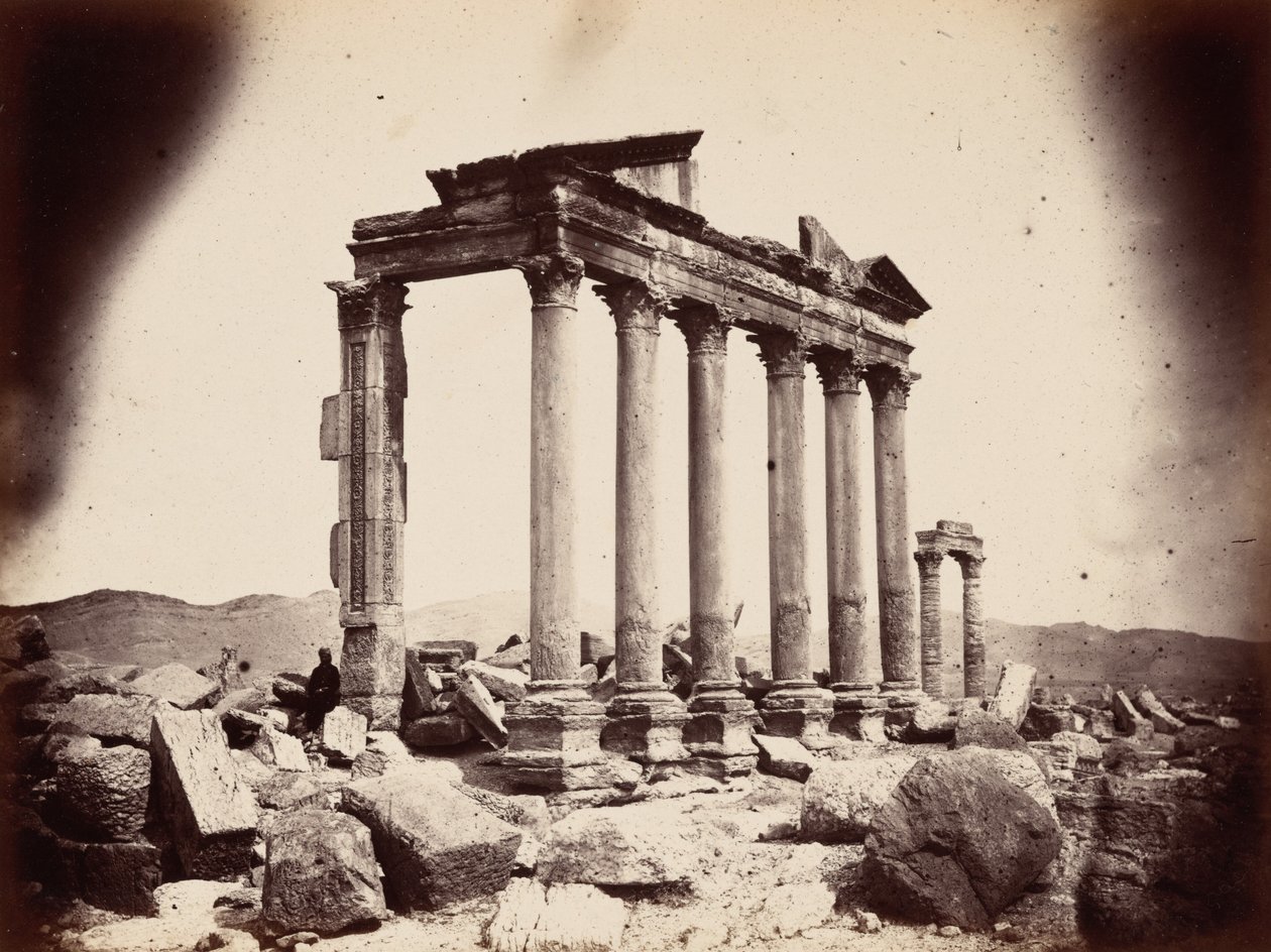 Mauzoleum na západním konci kolonády, Palmyra ,1864 (foto) od Louis Vignes