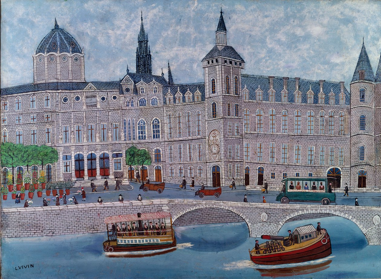 Pohled na Justiční palác v Paříži Obraz Louise Vivina (1861-1936) Paříž 20. století, městské muzeum moderního umění od Louis Vivin