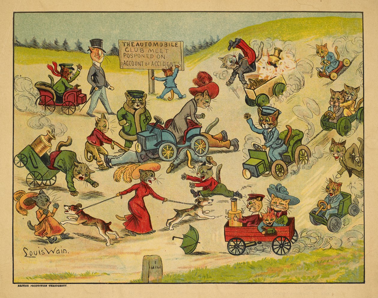 Kočky v různých automobilech. od Louis Wain