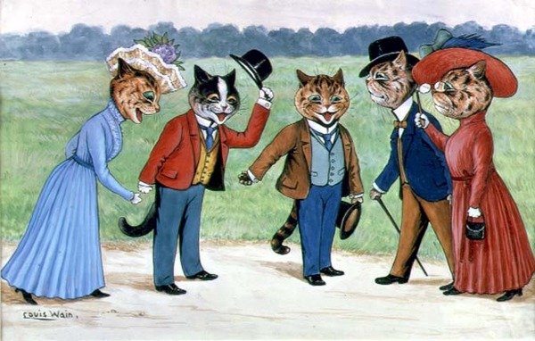 Promenádující se kočky od Louis Wain