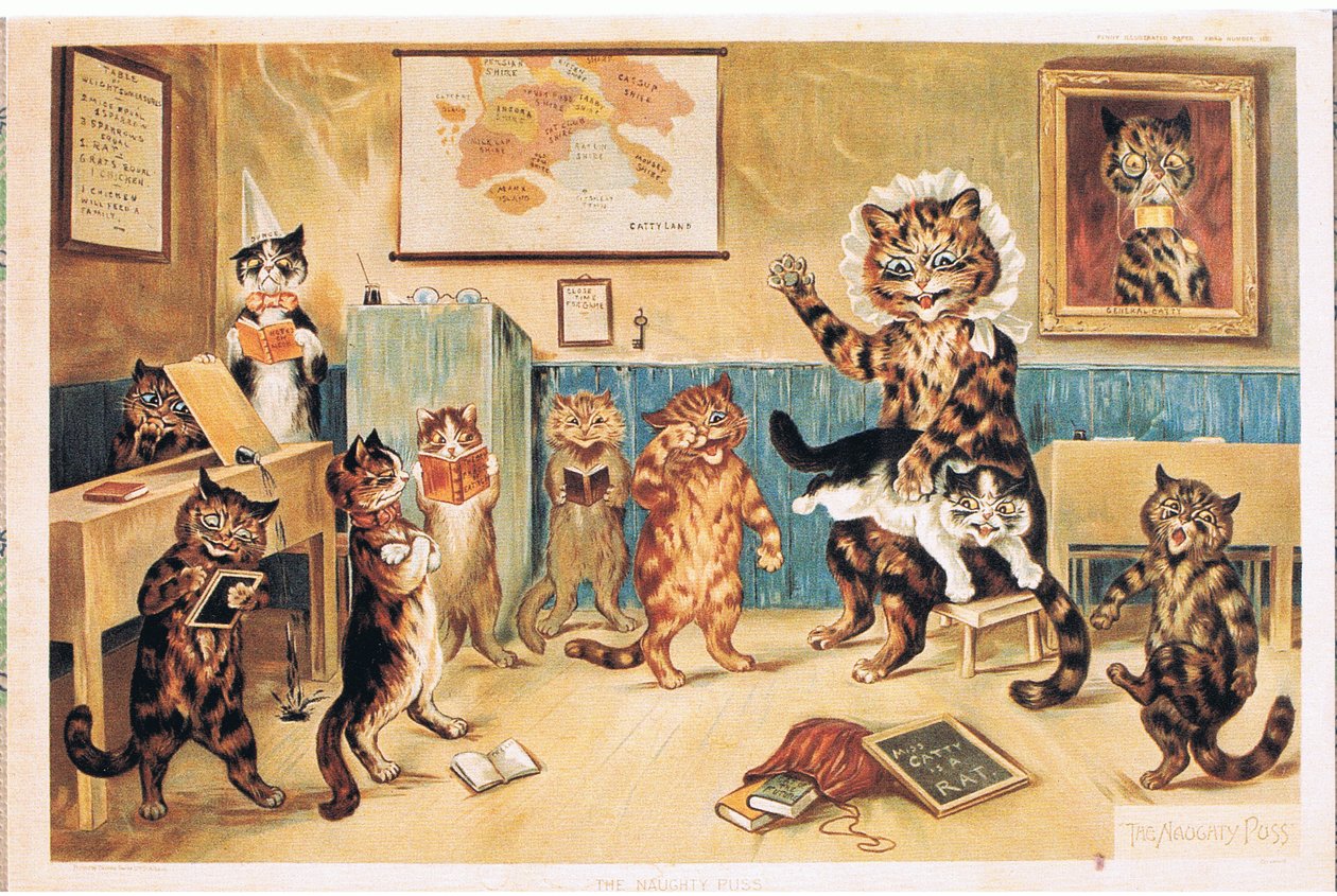 The Naughty Puss, Pohlednice, 60. léta od Louis Wain