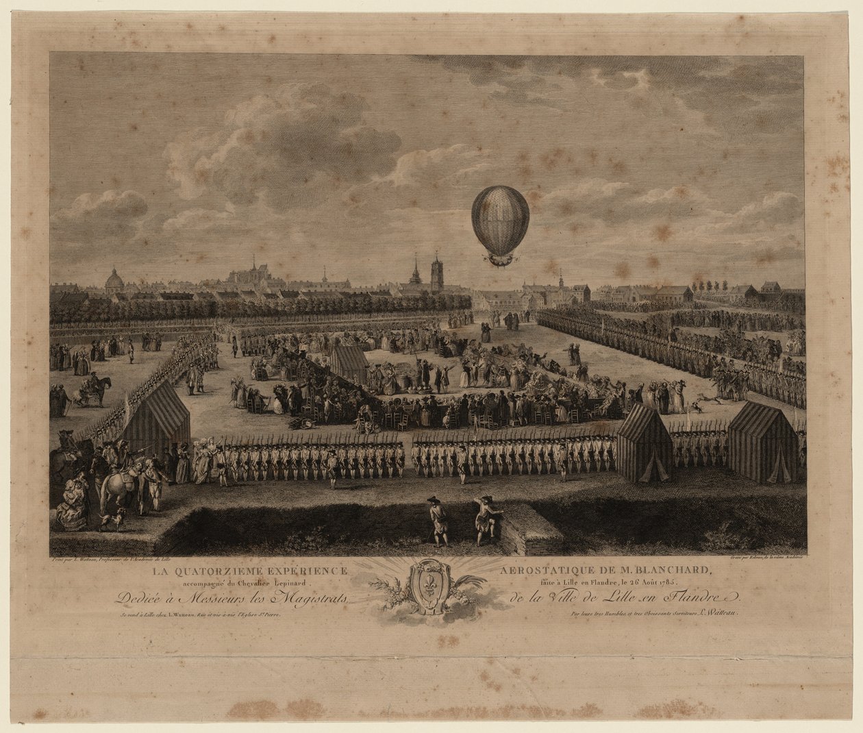 Balón Jean-Pierre Blancharda stoupající z Lille 26. srpna 1785 1785 od Louis Watteau