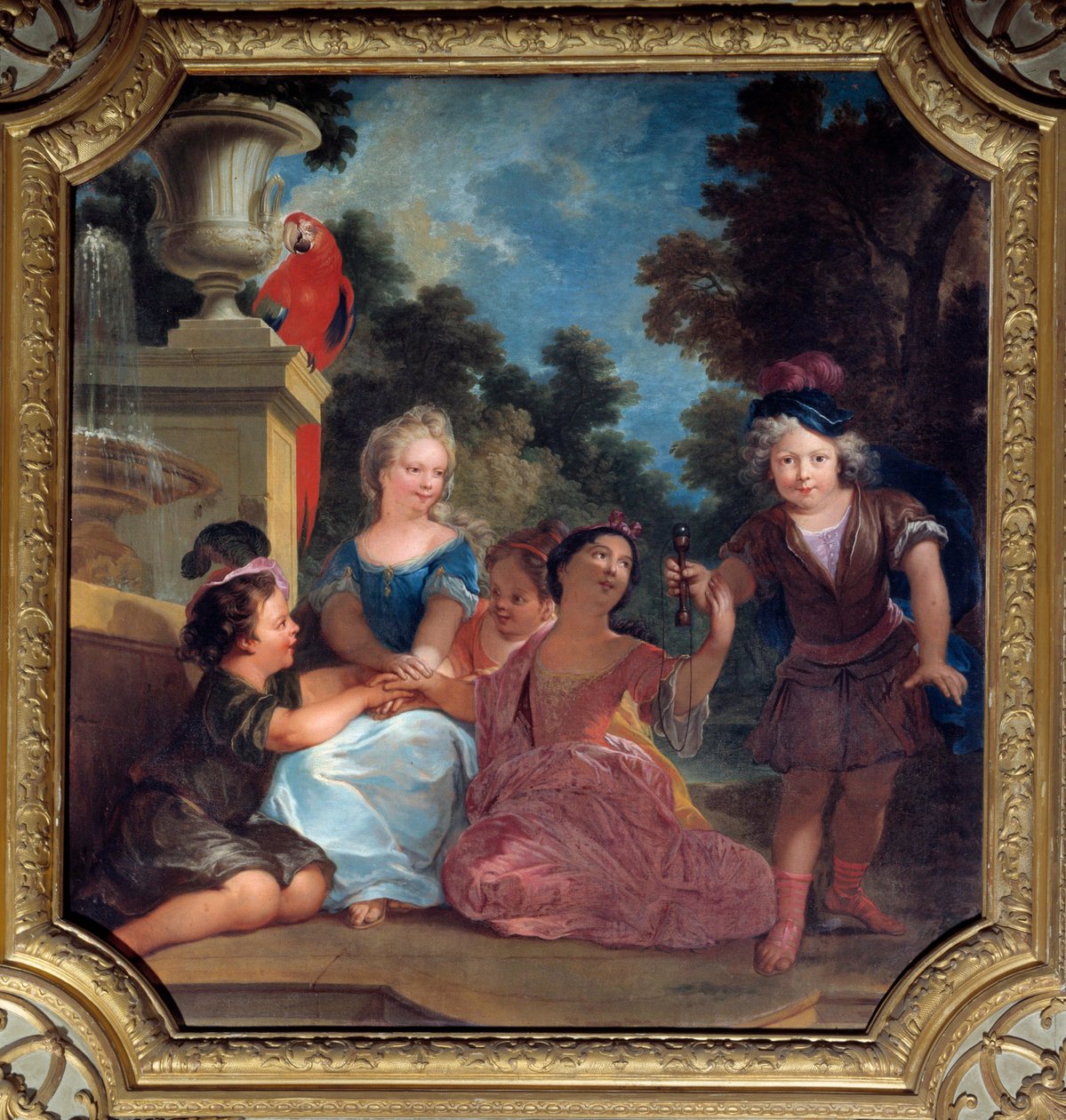 Dětská skupina hrající bilboquet Obraz Louis Boulongne le Jeune (1654-1733) Paříž 18. století, Velvyslanectví Itálie od Louis de Boullongne