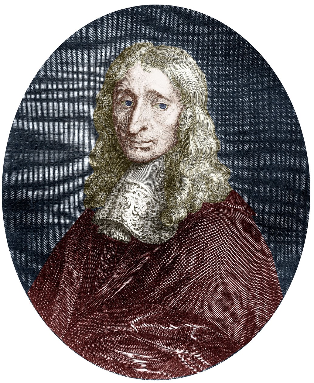 Francois Mansart (1598-1666) architekt francouzského krále Ludvíka XIII., rytina, kolorovaný dokument od Louis de (after) Namur