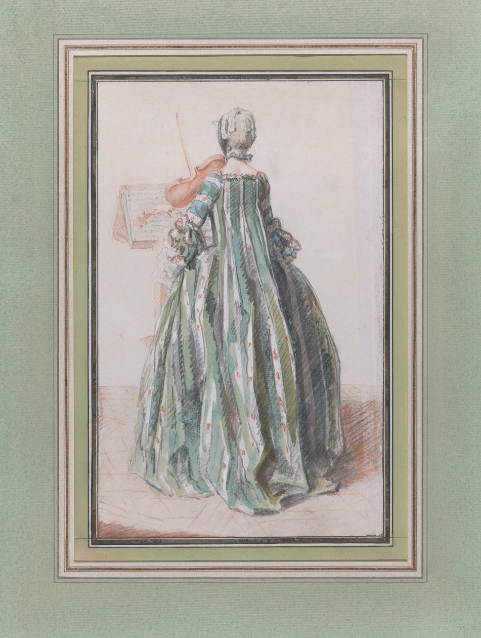 Žena hrající na housle, při pohledu zezadu, ca. 1758-59. od Louis de Carmontelle