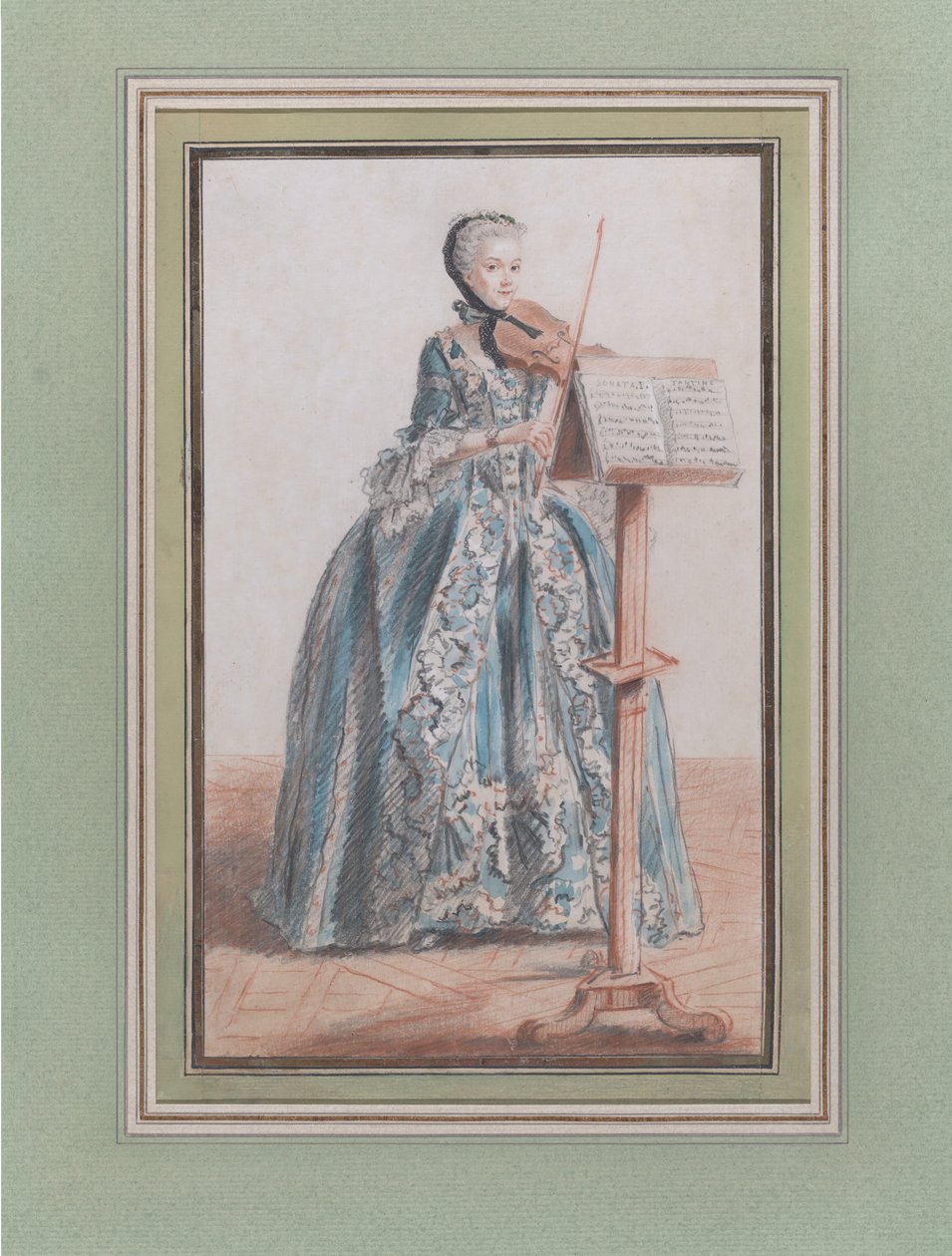 Žena hrající na housle, při pohledu zepředu, ca. 1758-59. od Louis de Carmontelle