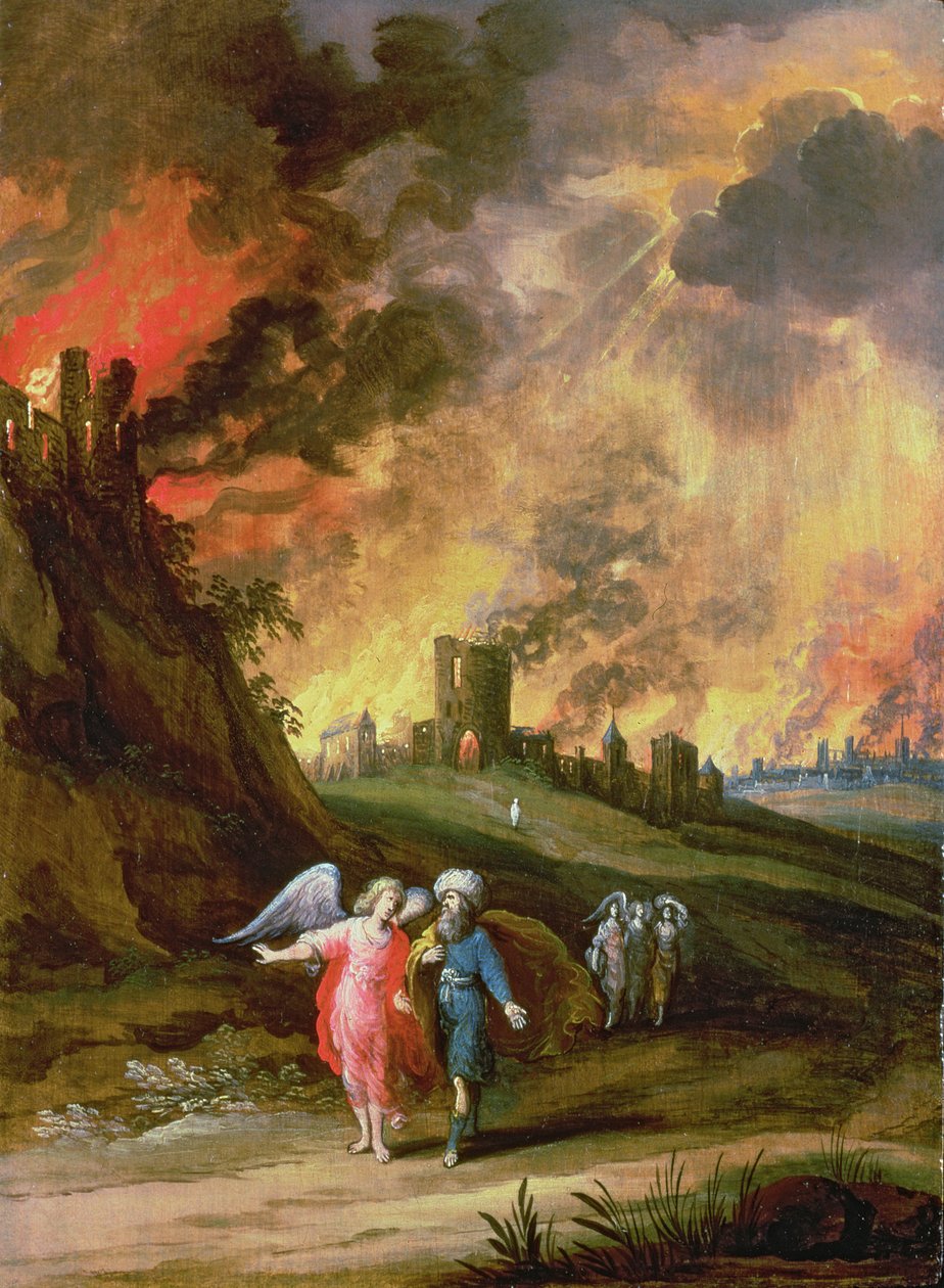 Lot a jeho dcery opouštějící Sodomu od Louis de Caullery