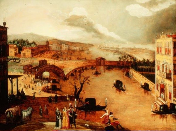 Scéna Galante v říční krajině (panel) od Louis de Caullery