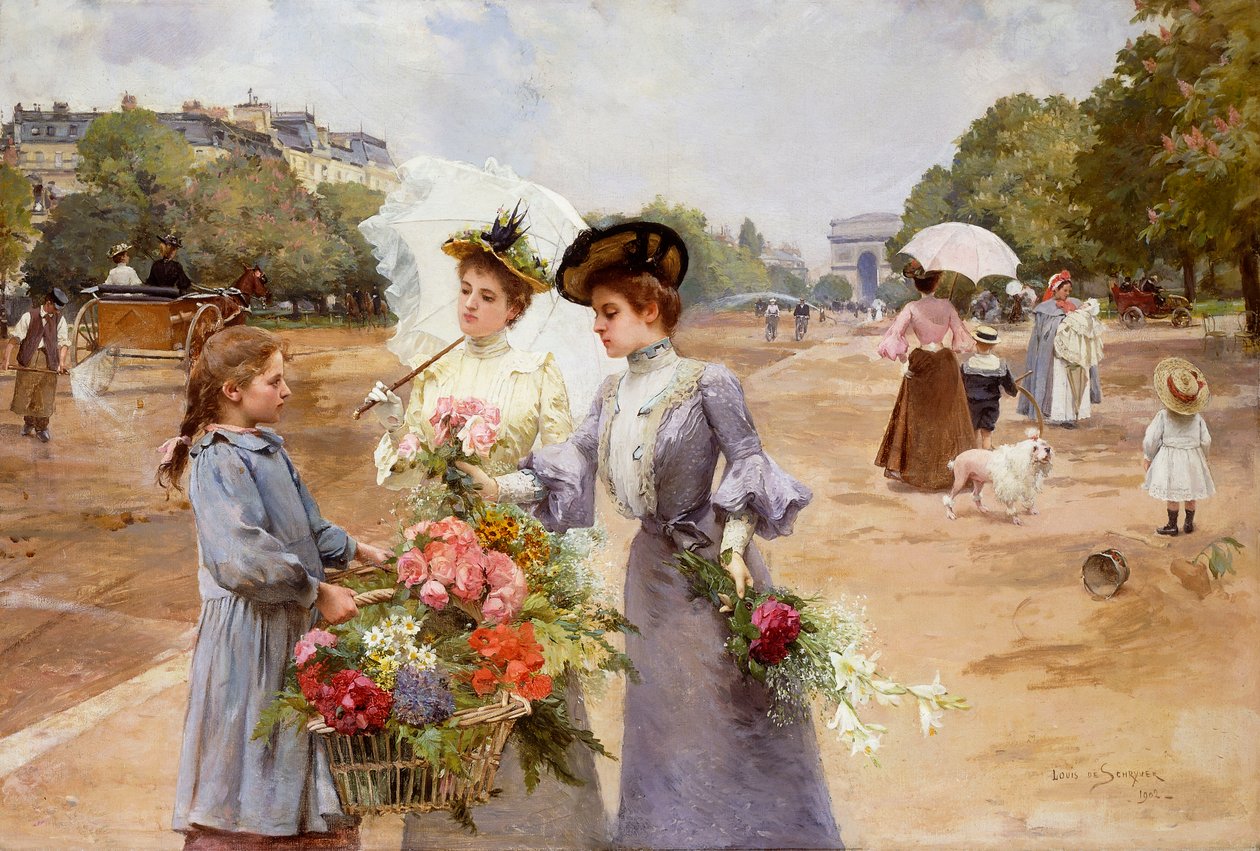 Avenue of the Bois de Boulogne - jarní ráno od Louis de Schryver