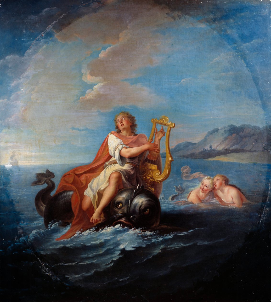 Arion hraje na lyru. Arion de Methymne je řecký básník ze 7. století před naším letopočtem. Obraz Louise De Silvestre (1675-1760) od Louis de Silvestre