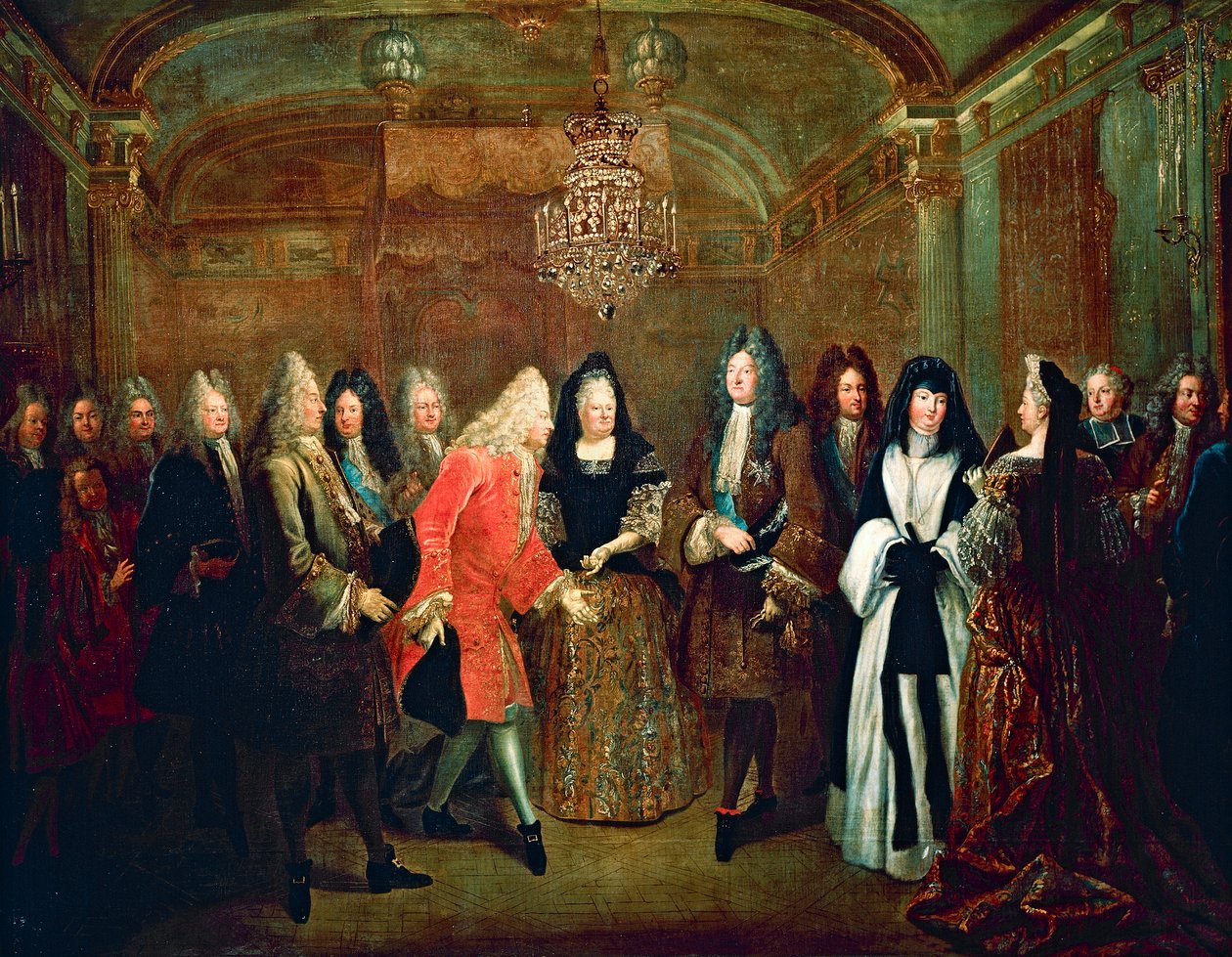 Ludvík XIV. přijímá ve Fontainebleau dne 27. září saského kurfiřta Fridricha Augusta II. od Louis de Silvestre