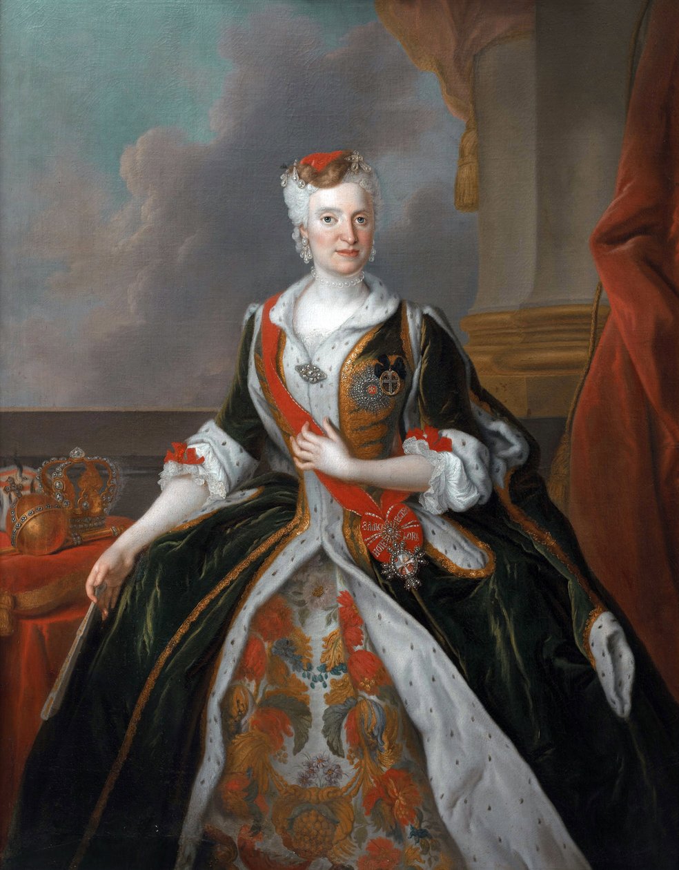 Marie Josephe de Habsbourg, arcivévodkyně Rakouska (Maria Josepha, manželka Augusta III. Polského) - Portrét Marie Josefy Rakouské (1699-1757) - Silvestre, Louis de (1675-1760) - po roce 1733 - Olej na plátně - 155x118 cm - Muzeum paláce Wilanow od Louis de Silvestre