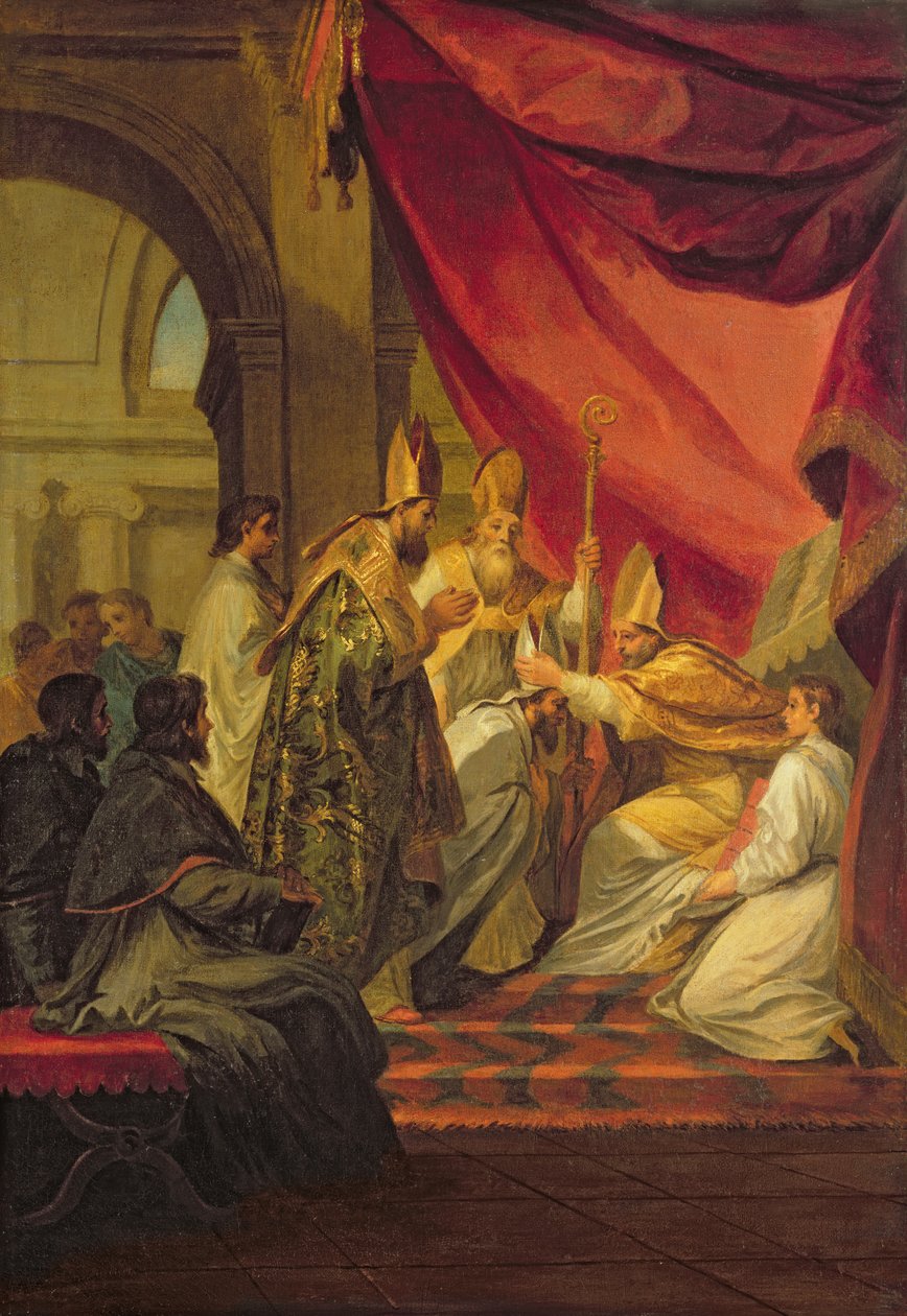 Svatý Augustin (354-430) vysvěcen na biskupa hrocha, studium pro dekoraci v Invalidovně, 1702 od Louis de, the Younger Boulogne