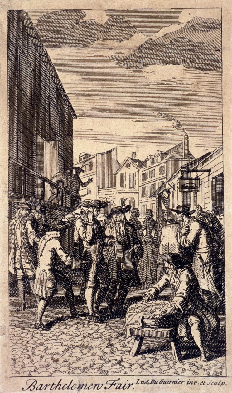 Bartholomew Fair, Londýn, c1715 od Louis du Guernier
