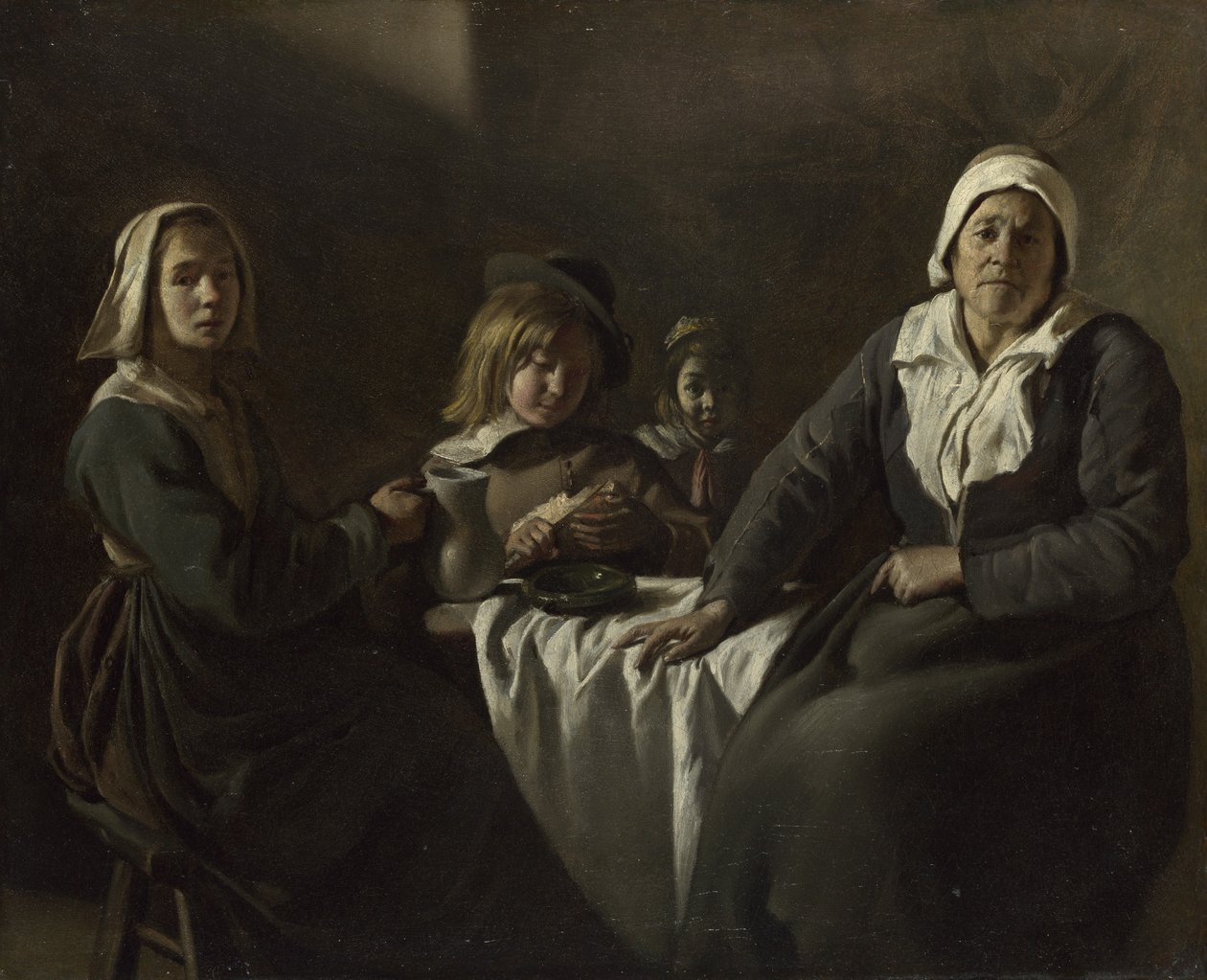 Čtyři postavy u stolu, c. 1643 od Louis le Nain